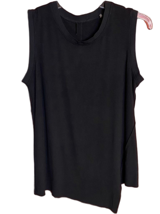 Elie Tahari Tops - Elie Tahari Womens Black Asymmetrical Raw Edge Sleeveless Knit Top Large